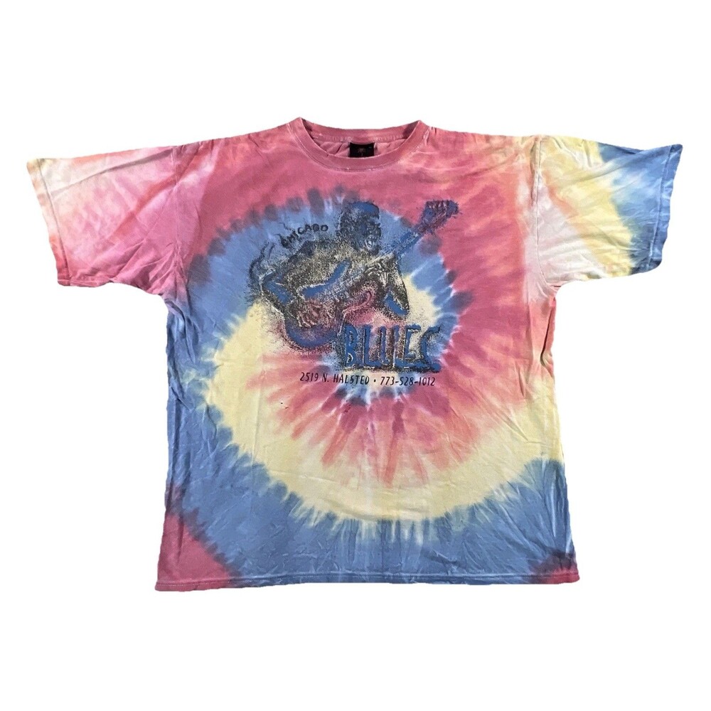 B.L.U.E.S on Halsted Chicago Blues Vintage Tie Dye T-Shirt Size XL